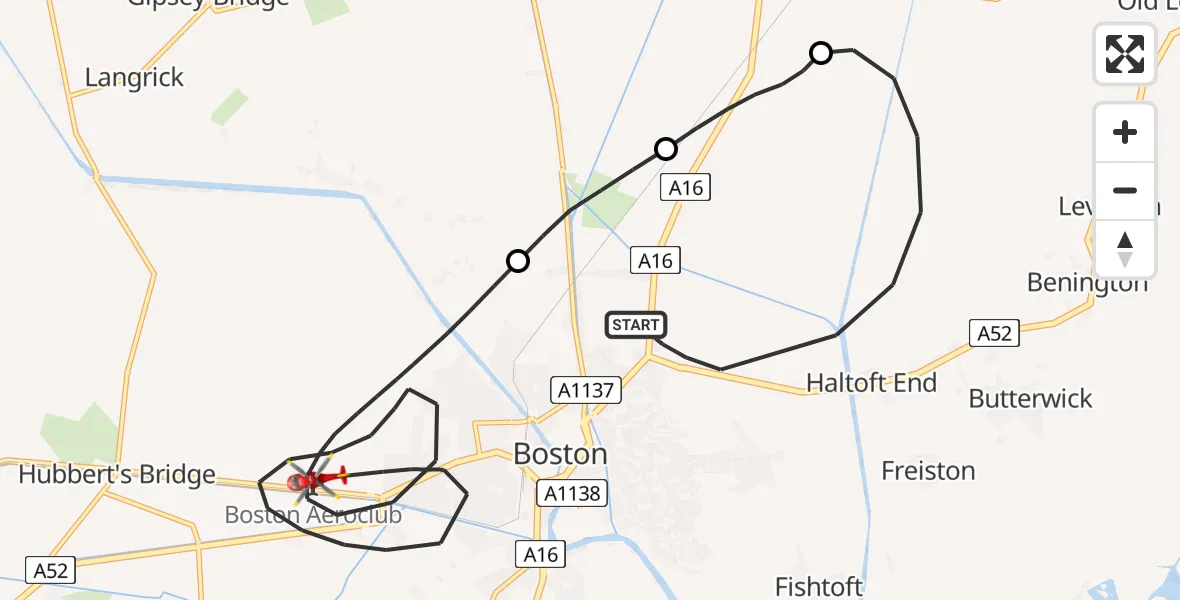 Flight route Air Ambulance Helicopter Boston - Boston Aerodrome, 04 April 2026, 19:17