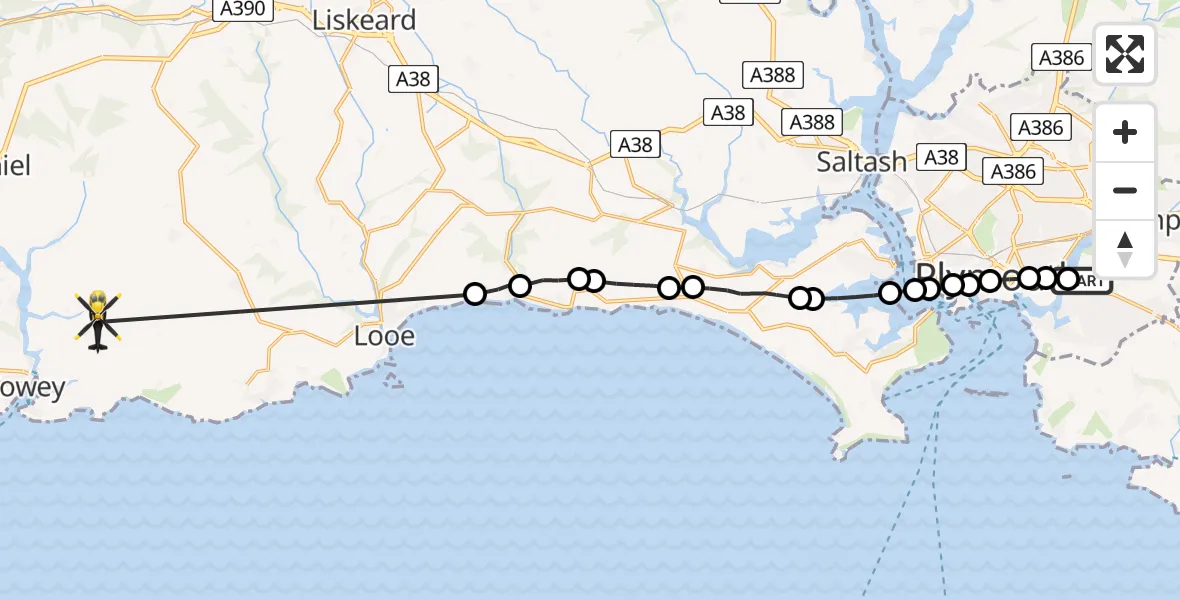 Routekaart van de vlucht: Police Helicopter to St. Veep