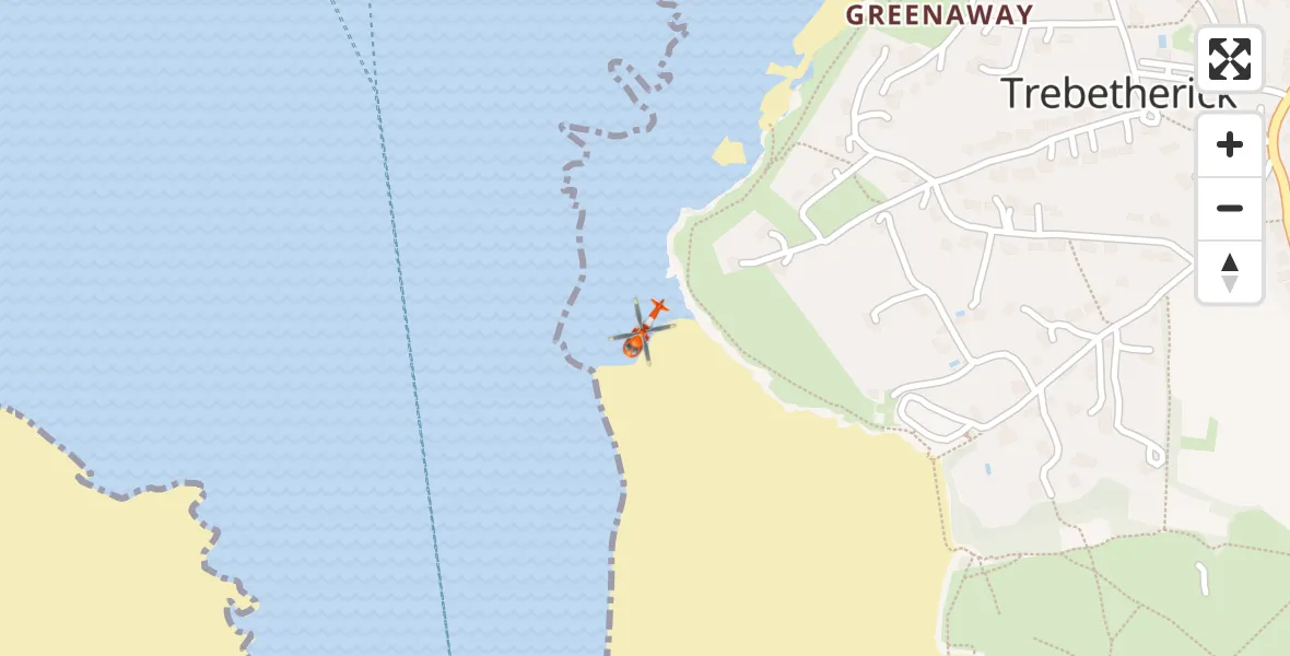 Flight route Coastguard Helicopter Trebetherick - Trebetherick, 04 April 2026, 20:12