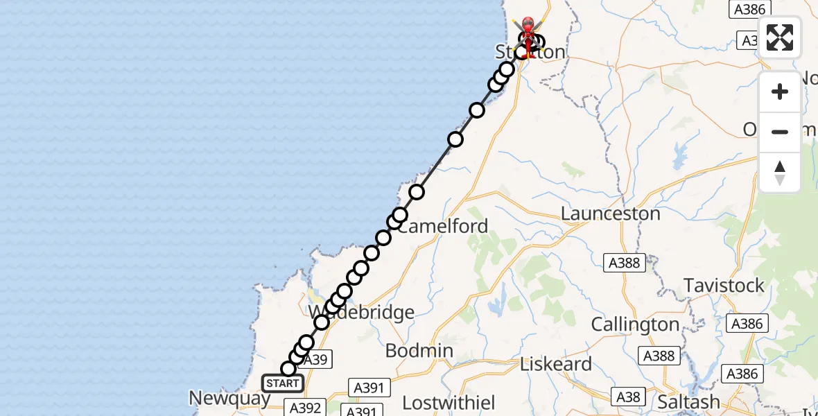 Routekaart van de vlucht: Air Ambulance Helicopter to Bush, Stone Hill