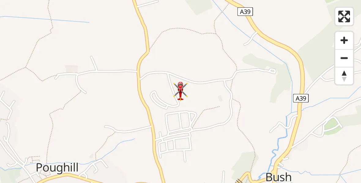 Flight route Air Ambulance Helicopter Bude - Bude, 04 April 2026, 21:29