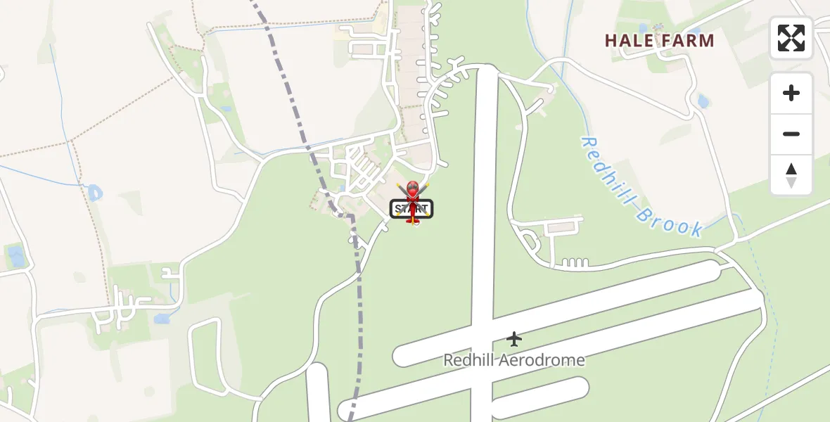 Flight route Air Ambulance Helicopter Redhill Aerodrome - Redhill Aerodrome, 04 April 2026, 22:17