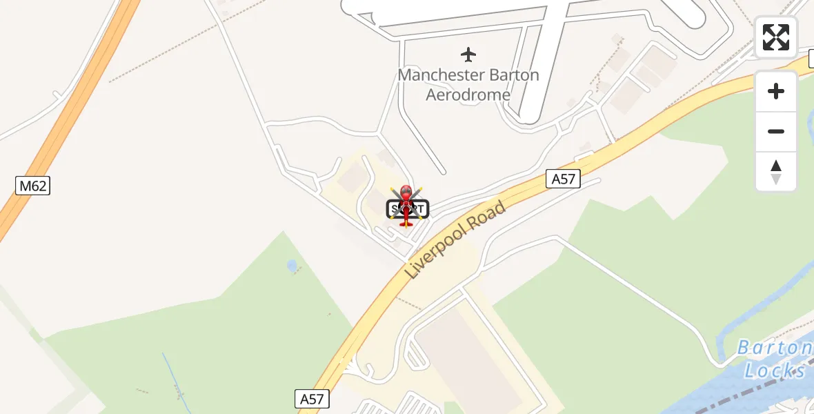 Routekaart van de vlucht: Air Ambulance Helicopter to Irlam, Trident Road