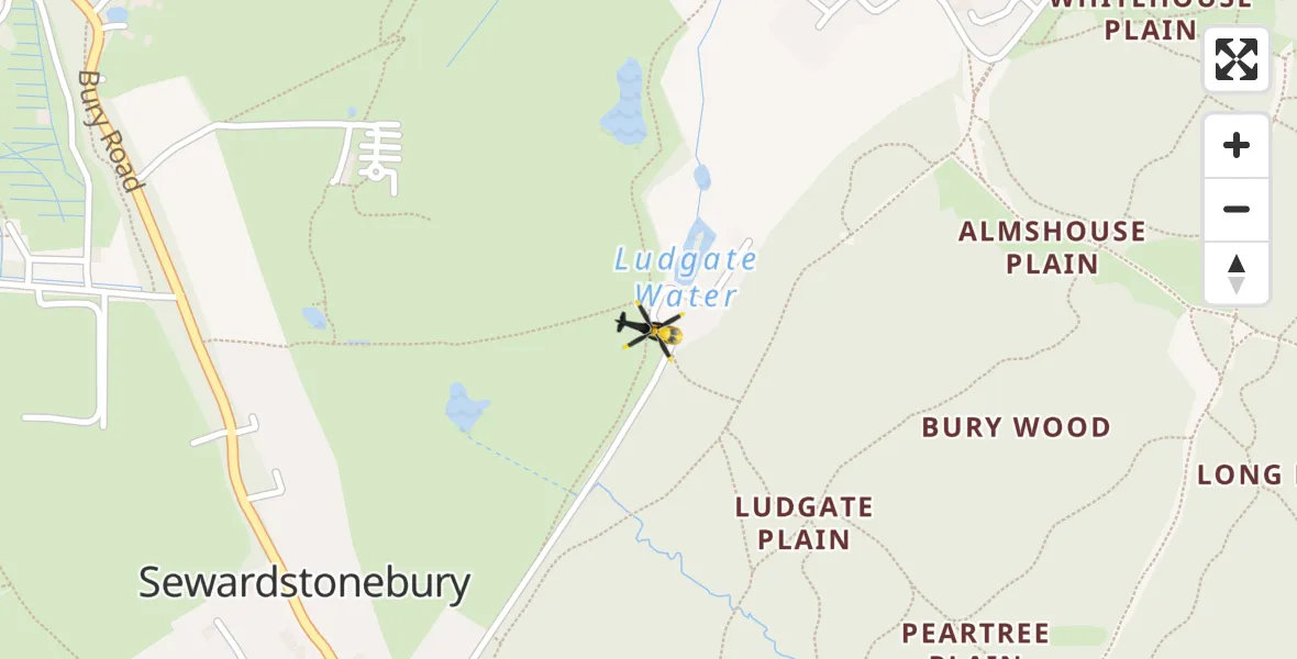 Routekaart van de vlucht: Police Helicopter to Metropolitan Police Air Support Unit Lippitts Hill, Bury Road