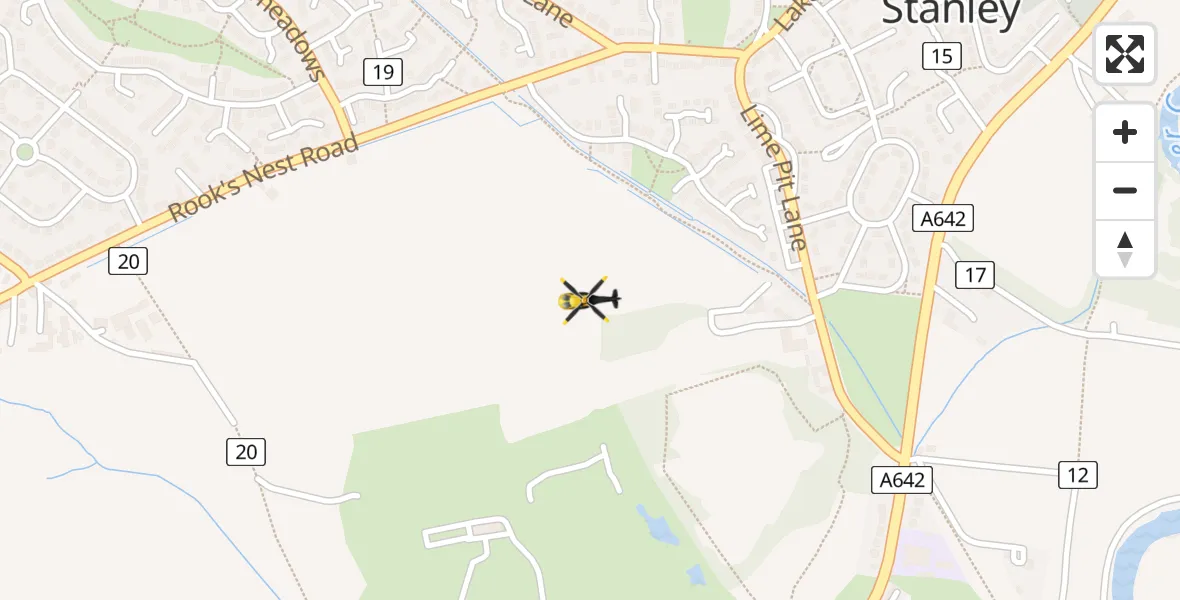 Flight path map showing Police Helicopter route from Stanley to Stanley