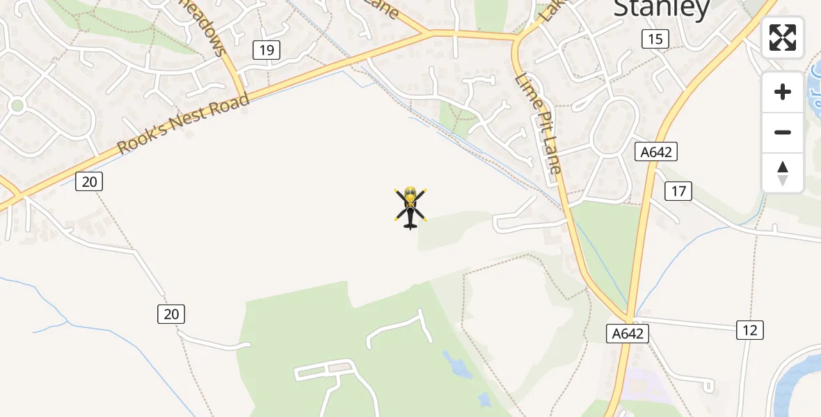 Flight path map showing Police Helicopter route from Stanley to Stanley