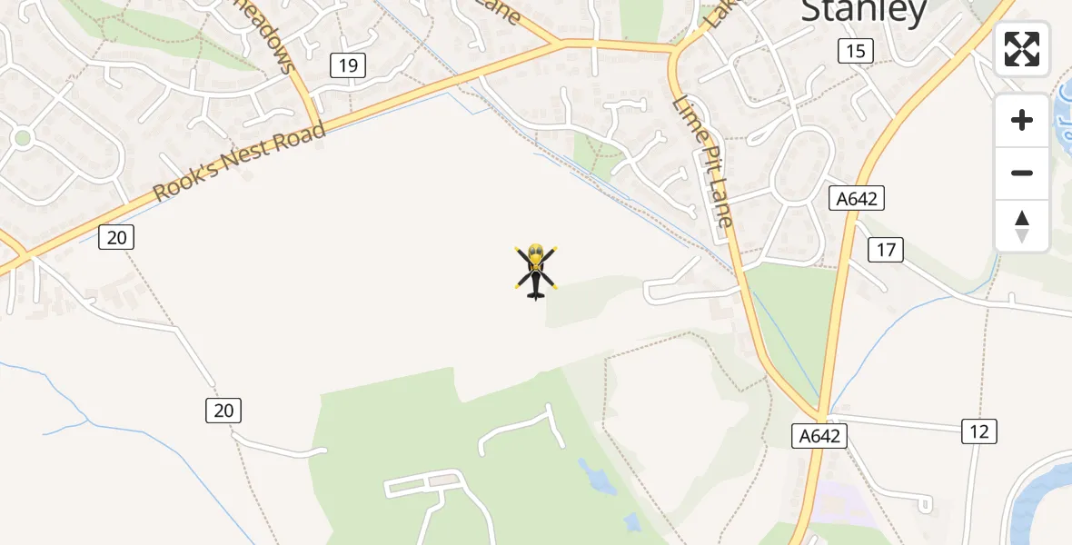 Flight path map showing Police Helicopter route from Stanley to Stanley