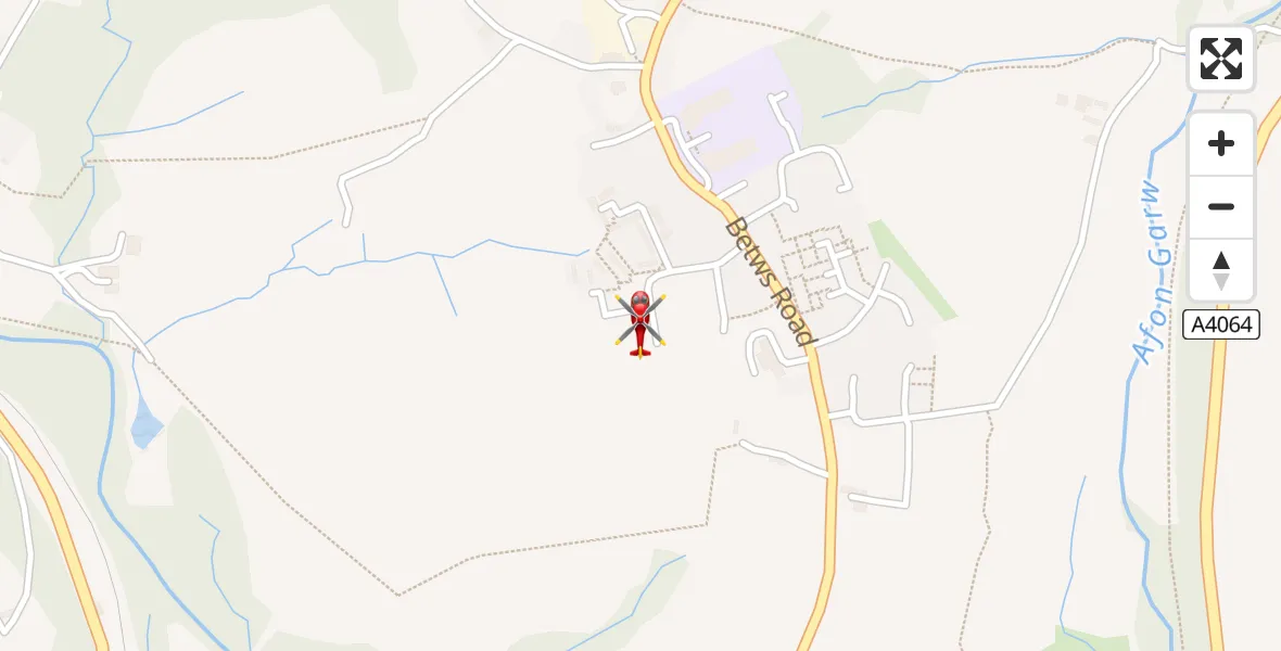 Flight path map showing Air Ambulance Helicopter route from Bettws to Bettws
