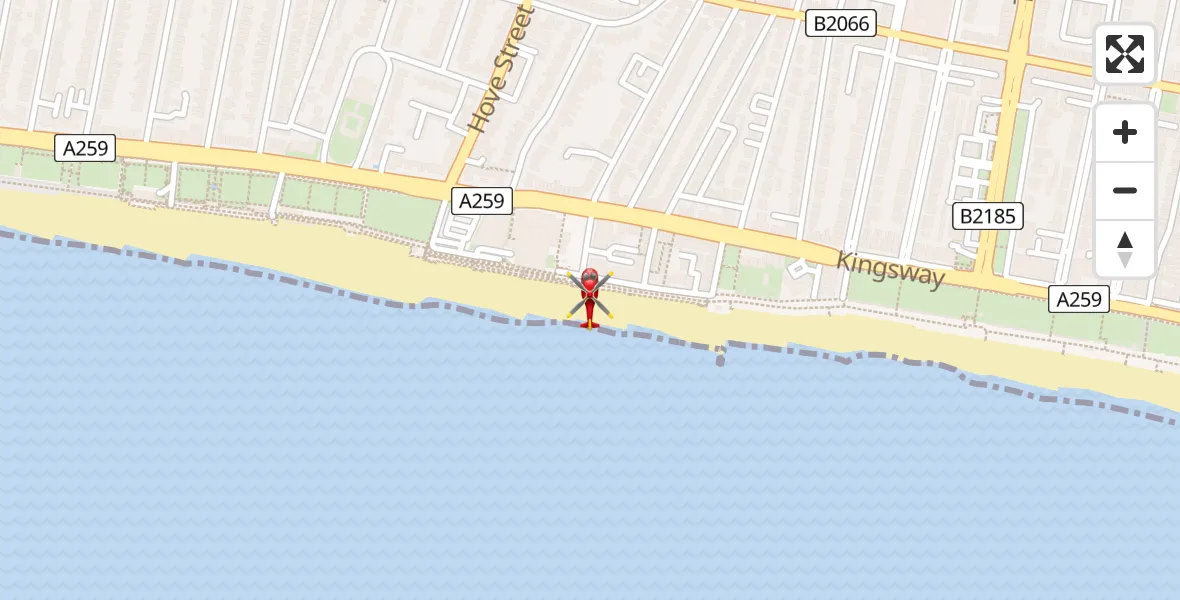 Flight path map showing Air Ambulance Helicopter route from Portslade by Sea to Portslade by Sea