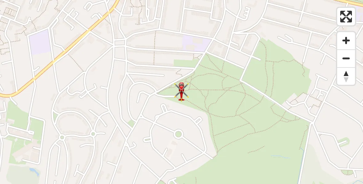 Flight path map showing Air Ambulance Helicopter route from Shooters Hill to Shooters Hill