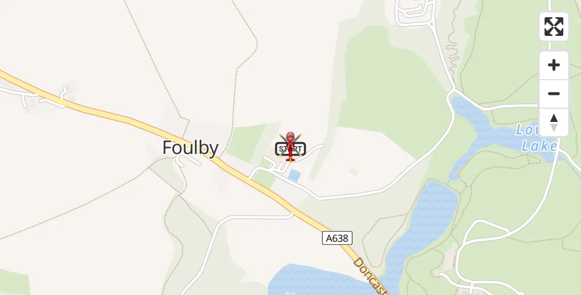 Flight path map showing Air Ambulance Helicopter route from YAA Nostell Helicopter Port to YAA Nostell Helicopter Port