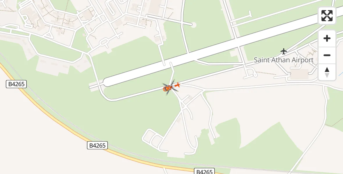 Flight path map showing Coastguard Helicopter route from MOD St Athan to MOD St Athan