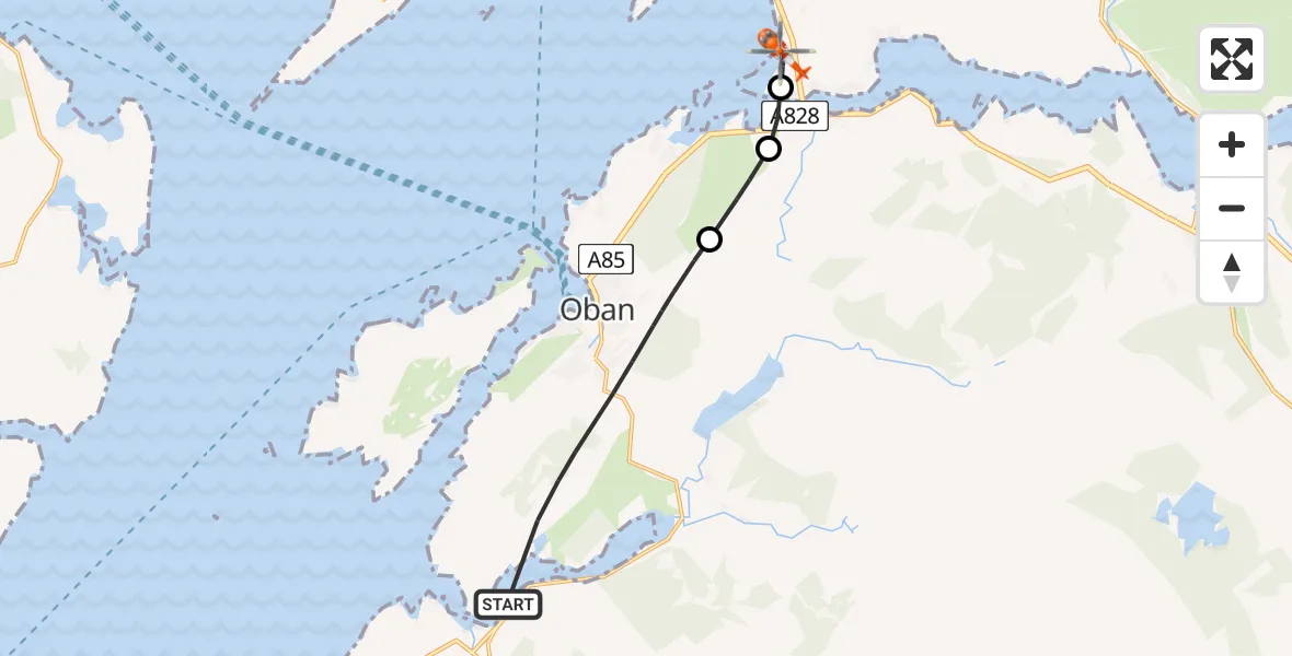Routekaart van de vlucht: Coastguard Helicopter to Oban Airport