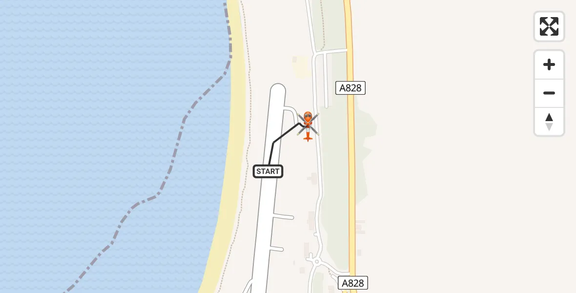 Flight path map showing Coastguard Helicopter route from Oban Airport to Oban Airport