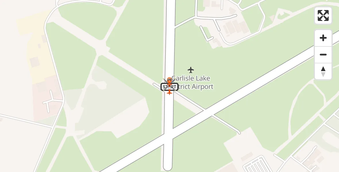 Flight path map showing Coastguard Helicopter route from Carlisle Lake District Airport to Carlisle Lake District Airport