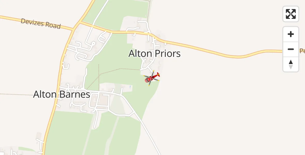Routekaart van de vlucht: Air Ambulance Helicopter to Alton Priors, Village Street