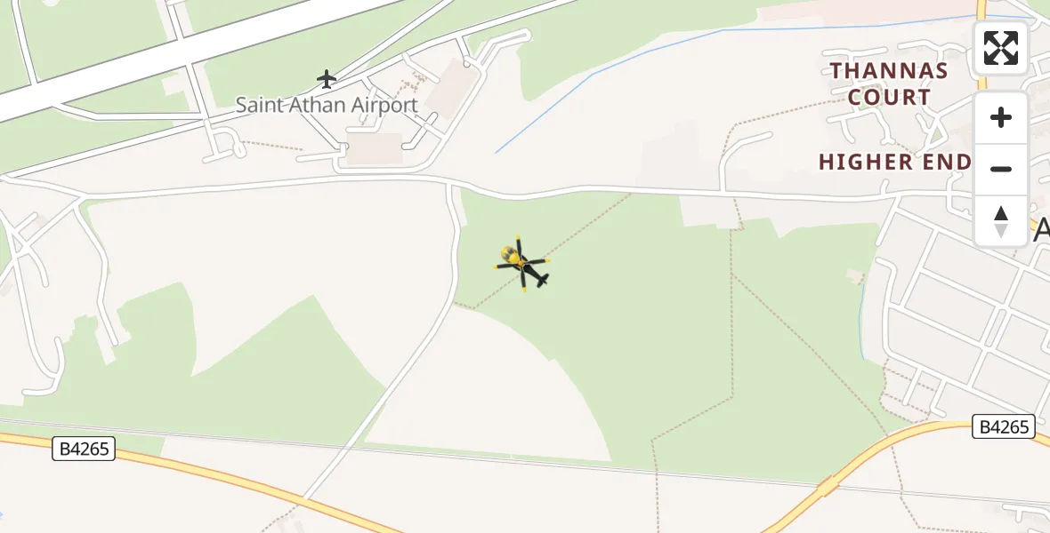 Flight path map showing Police Helicopter route from MOD St Athan to MOD St Athan