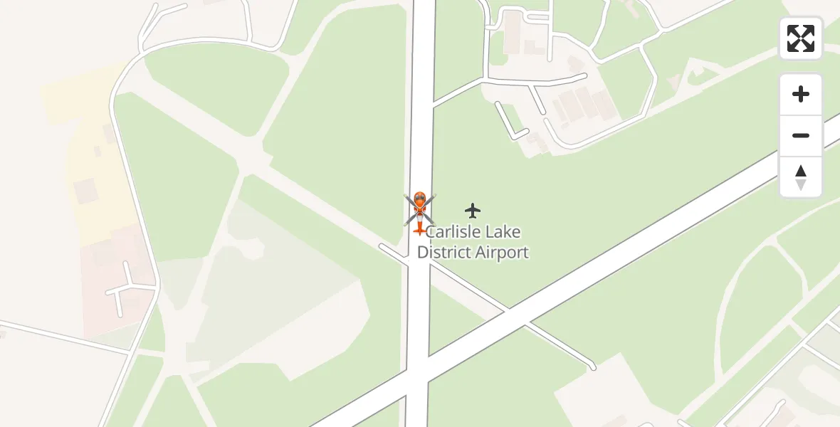 Flight path map showing Coastguard Helicopter route from Carlisle Lake District Airport to Carlisle Lake District Airport