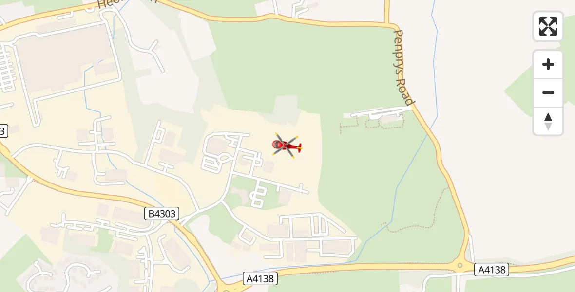 Flight path map showing Air Ambulance Helicopter route from Dafen to Dafen