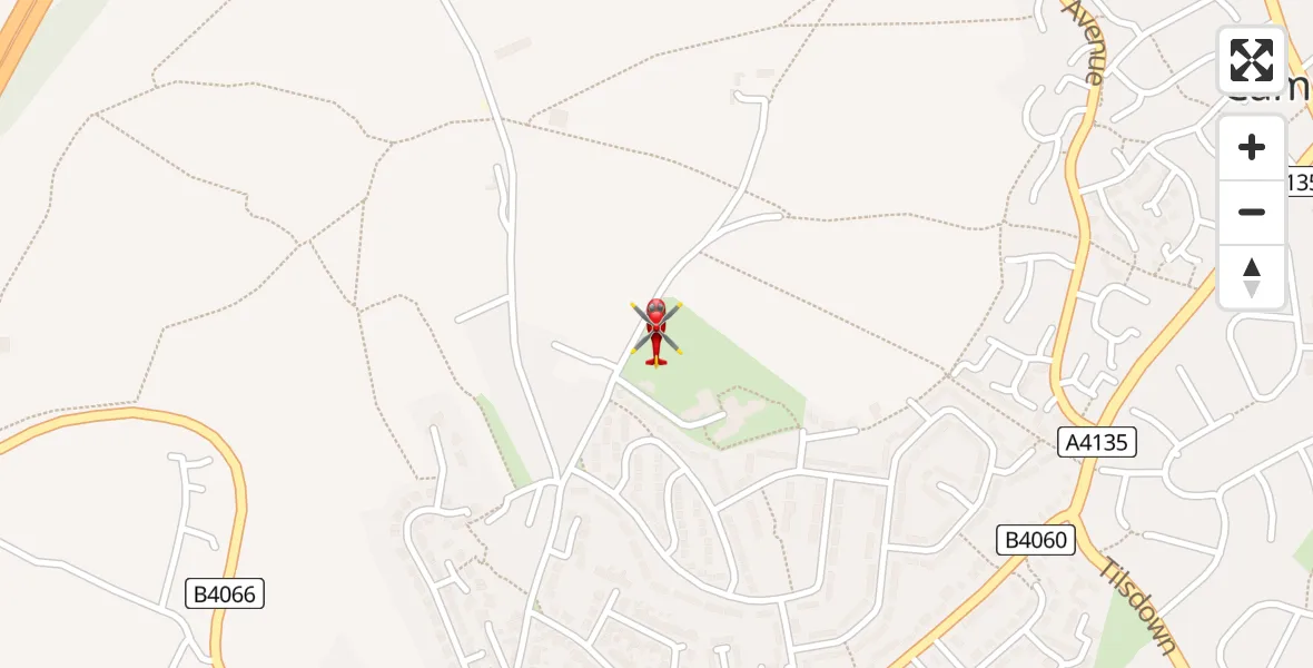 Flight path map showing Air Ambulance Helicopter route from Stroud to Stroud