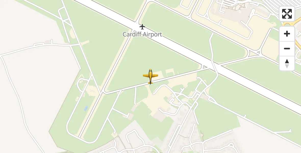 Flight path map showing Police Aircraft route from Cardiff International Airport to Cardiff International Airport