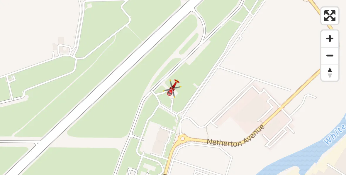 Flight path map showing Air Ambulance Helicopter route from Glasgow Airport to Glasgow Airport