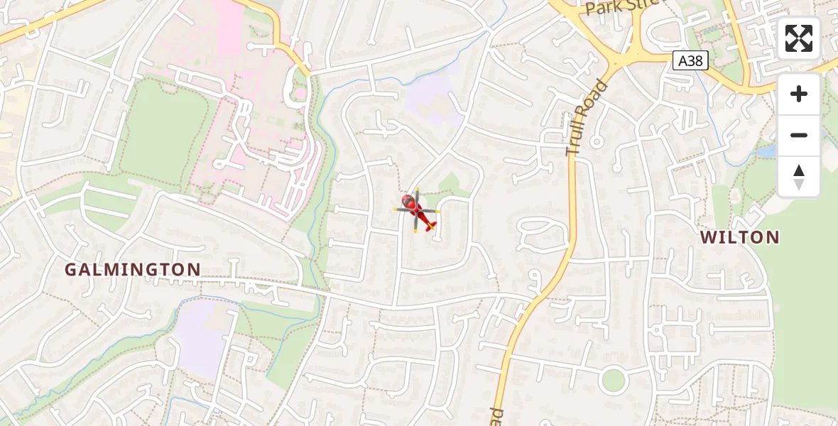 Flight path map showing Air Ambulance Helicopter route from Musgrove Hospital to Musgrove Hospital