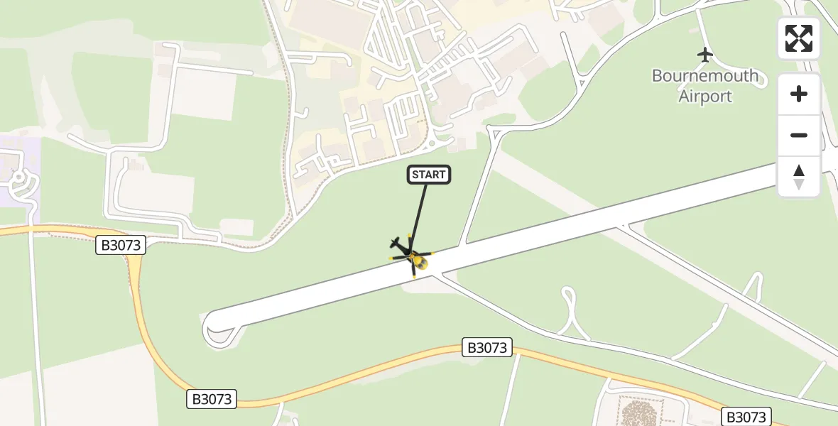 Flight path map showing Police Helicopter route from Bournemouth Airport to Bournemouth Airport