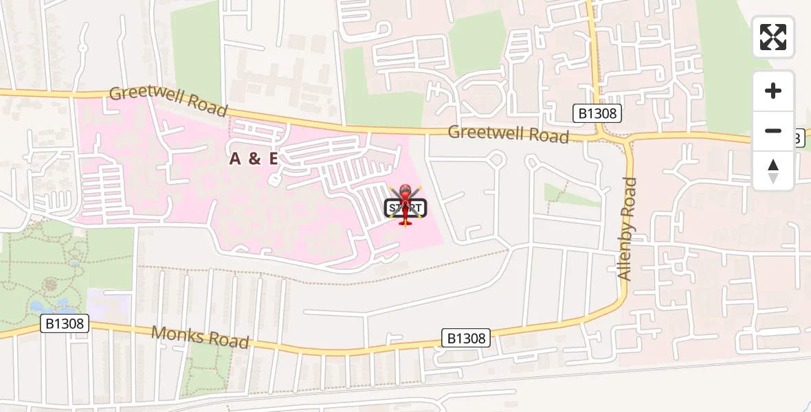 Flight path map showing Air Ambulance Helicopter route from Lincoln County Trauma Unit to Lincoln