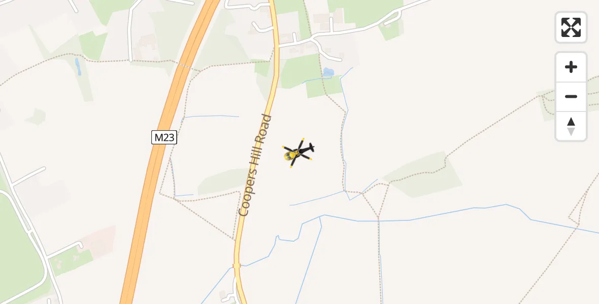 Flight path map showing Police Helicopter route from South Nutfield to South Nutfield