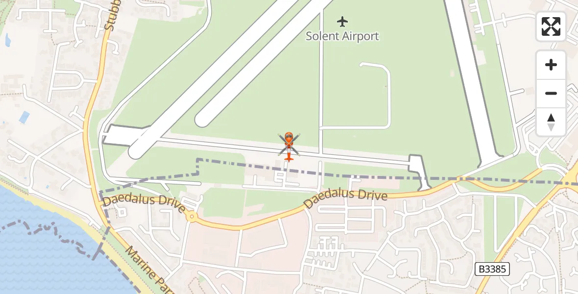 Flight path map showing Coastguard Helicopter route from Solent Airport to Solent Airport