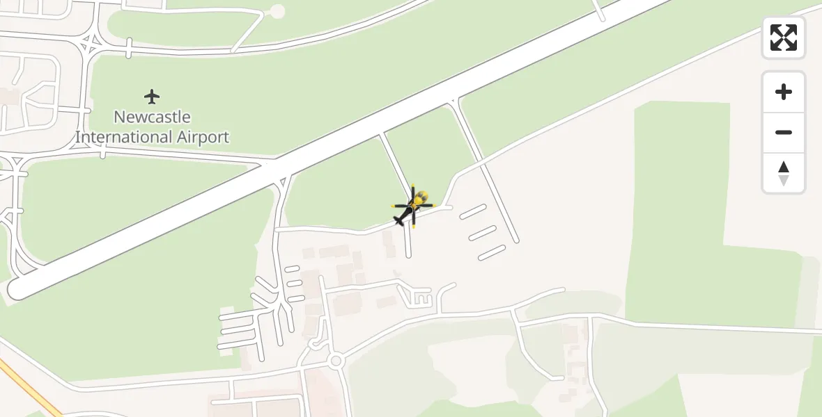Routekaart van de vlucht: Police Helicopter to Newcastle International Airport