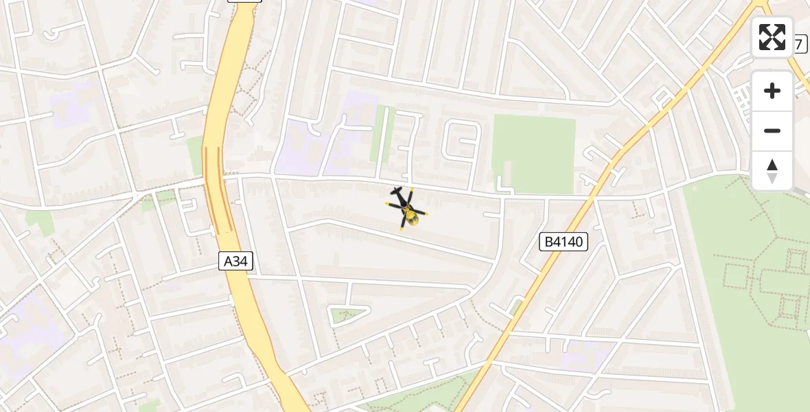 Flight path map showing Police Helicopter route from Birchfield to Birchfield