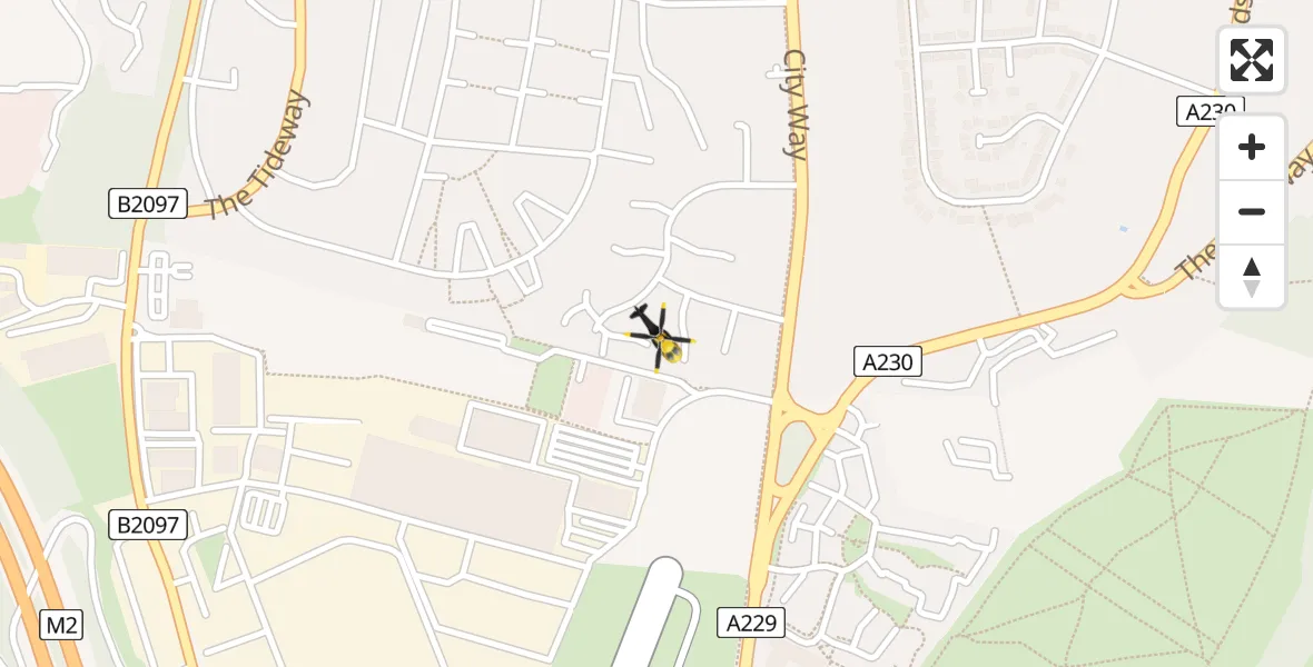 Flight path map showing Police Helicopter route from Rochester Airport to Rochester Airport