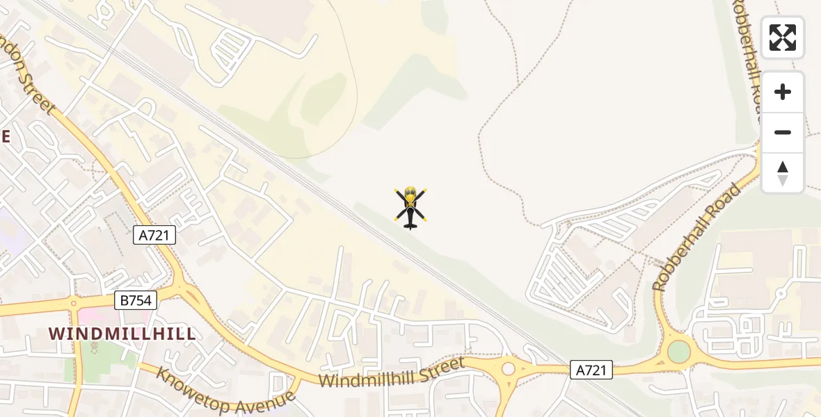 Flight path map showing Police Helicopter route from Motherwell to Motherwell