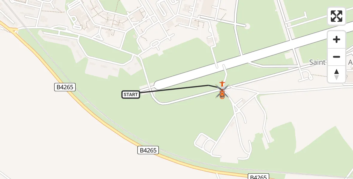 Flight path map showing Coastguard Helicopter route from MOD St Athan to MOD St Athan