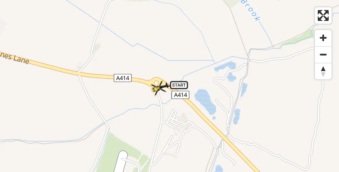 Flight path map showing Police Helicopter route from North Weald Airfield to North Weald Bassett