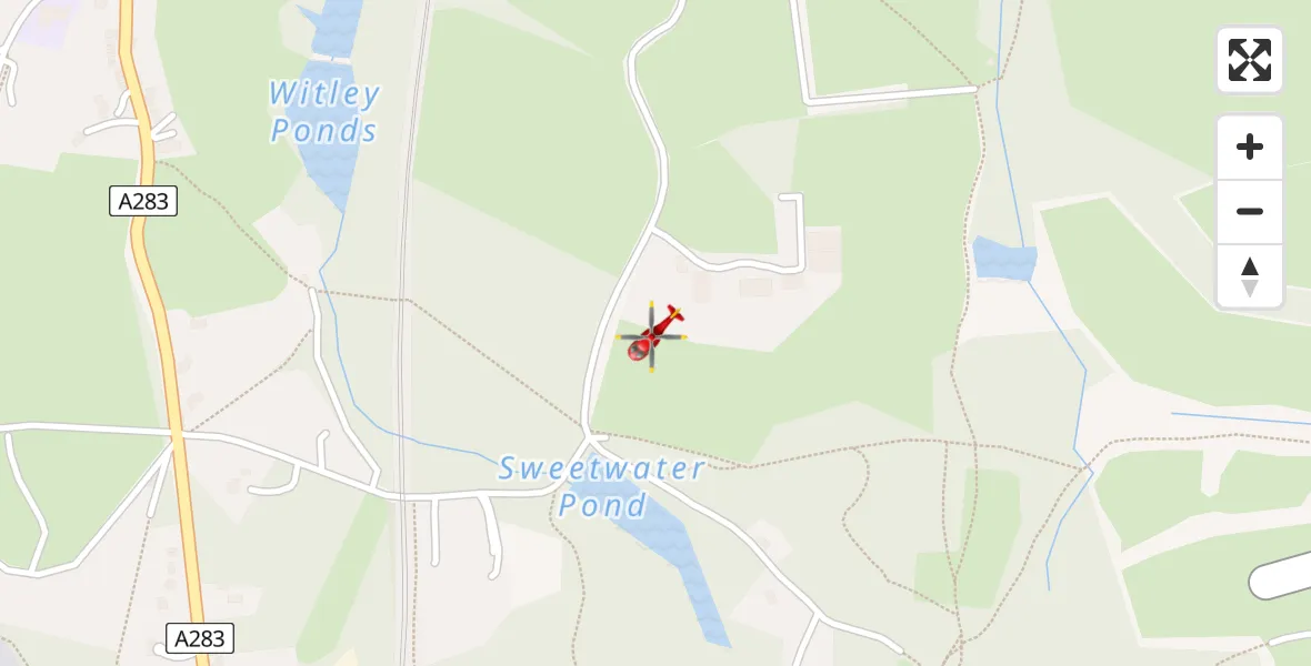 Routekaart van de vlucht: Air Ambulance Helicopter to Witley
