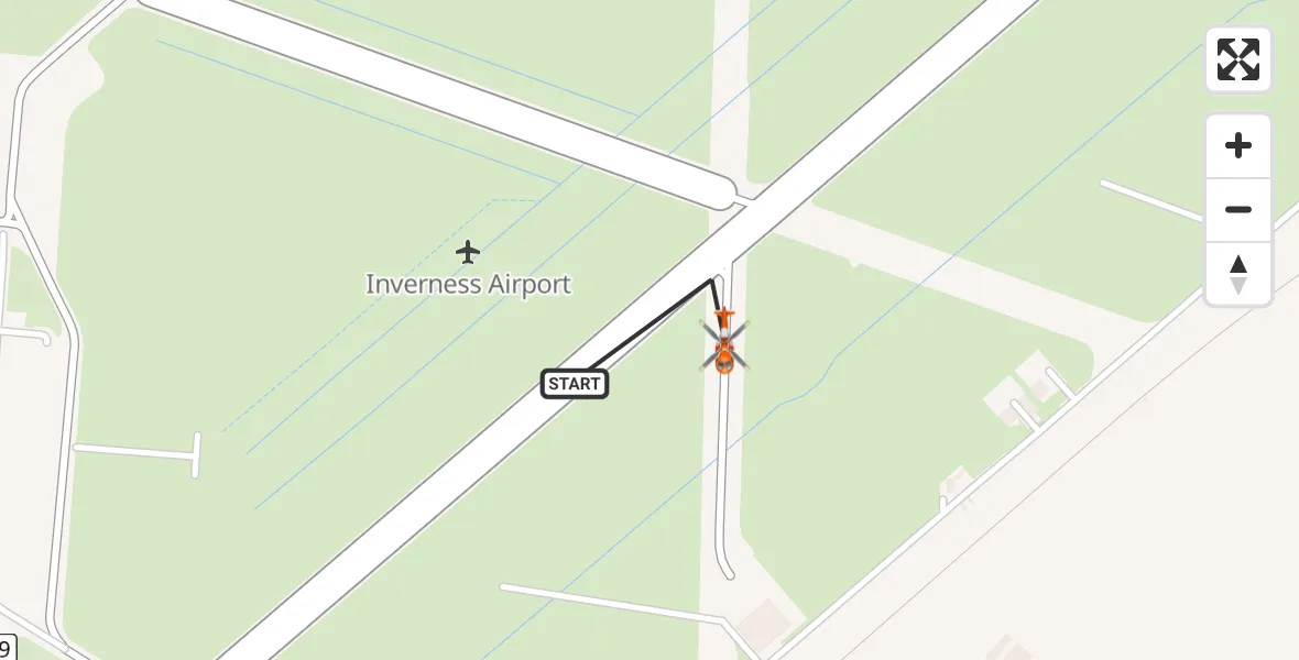 Flight path map showing Coastguard Helicopter route from Inverness Airport to Inverness Airport