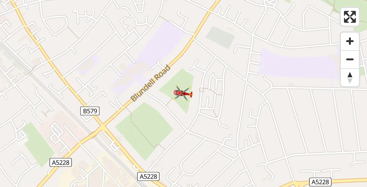 Flight path map showing Air Ambulance Helicopter route from Luton to Luton