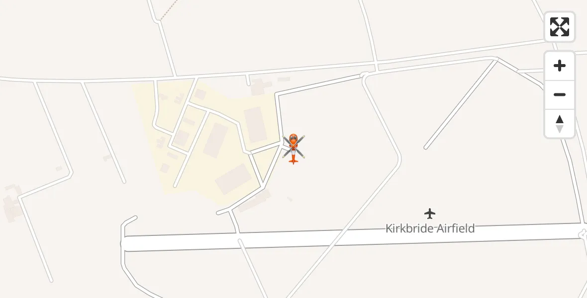 Flight path map showing Coastguard Helicopter route from Kirkbride Airfield to Kirkbride Airfield
