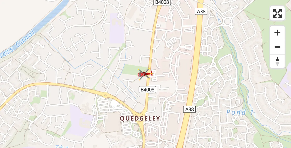 Flight path map showing Air Ambulance Helicopter route from Gloucester to Gloucester
