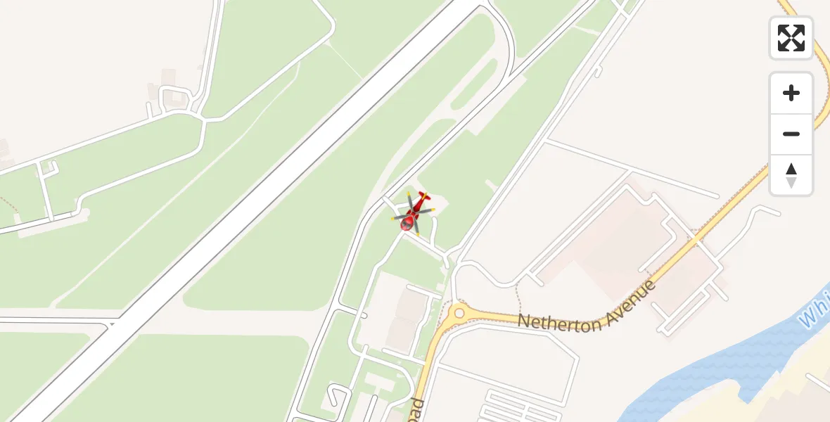 Flight path map showing Air Ambulance Helicopter route from Glasgow Airport to Glasgow Airport