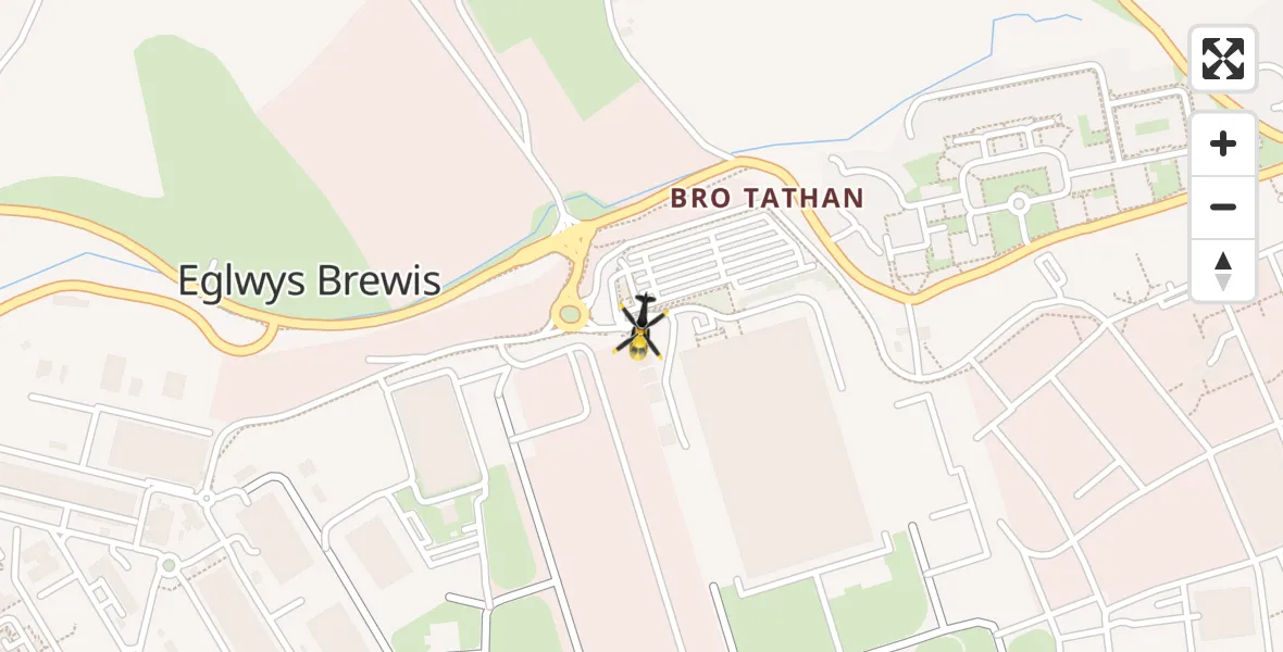 Flight path map showing Police Helicopter route from MOD St Athan to MOD St Athan
