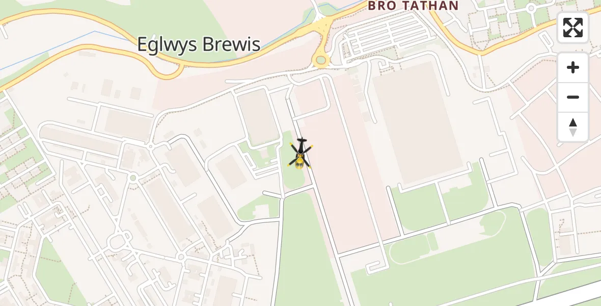 Flight path map showing Police Helicopter route from MOD St Athan to MOD St Athan