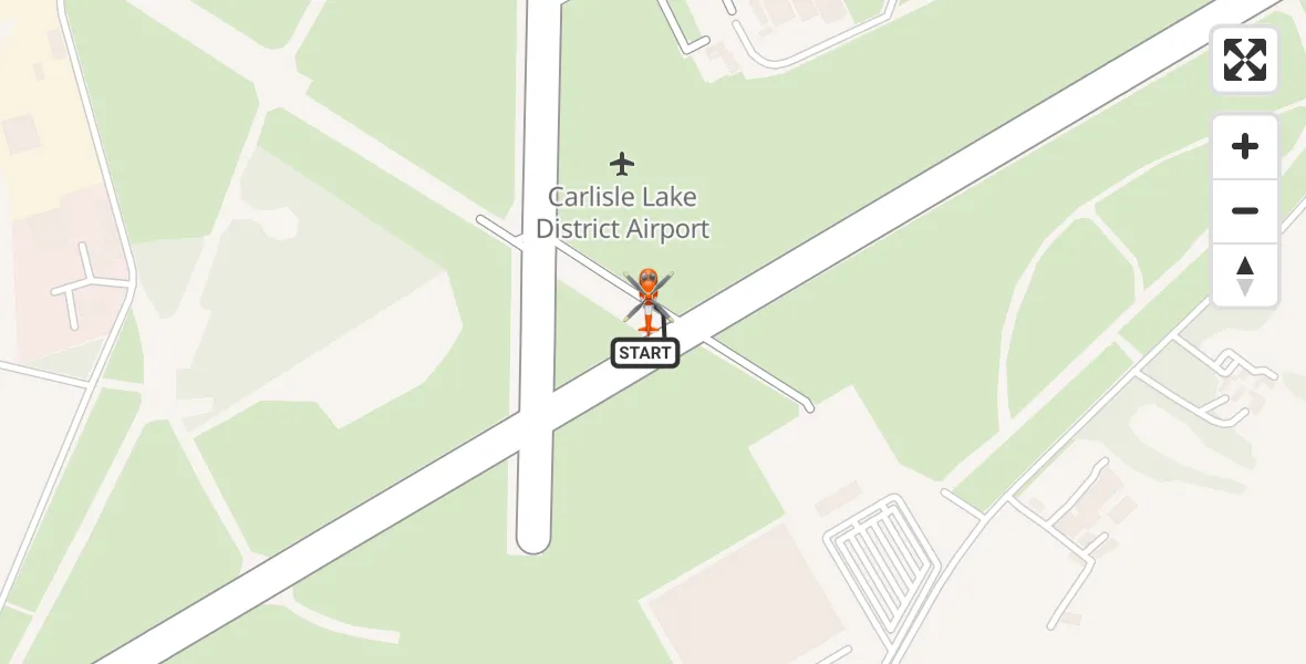 Flight path map showing Coastguard Helicopter route from Carlisle Lake District Airport to Carlisle Lake District Airport