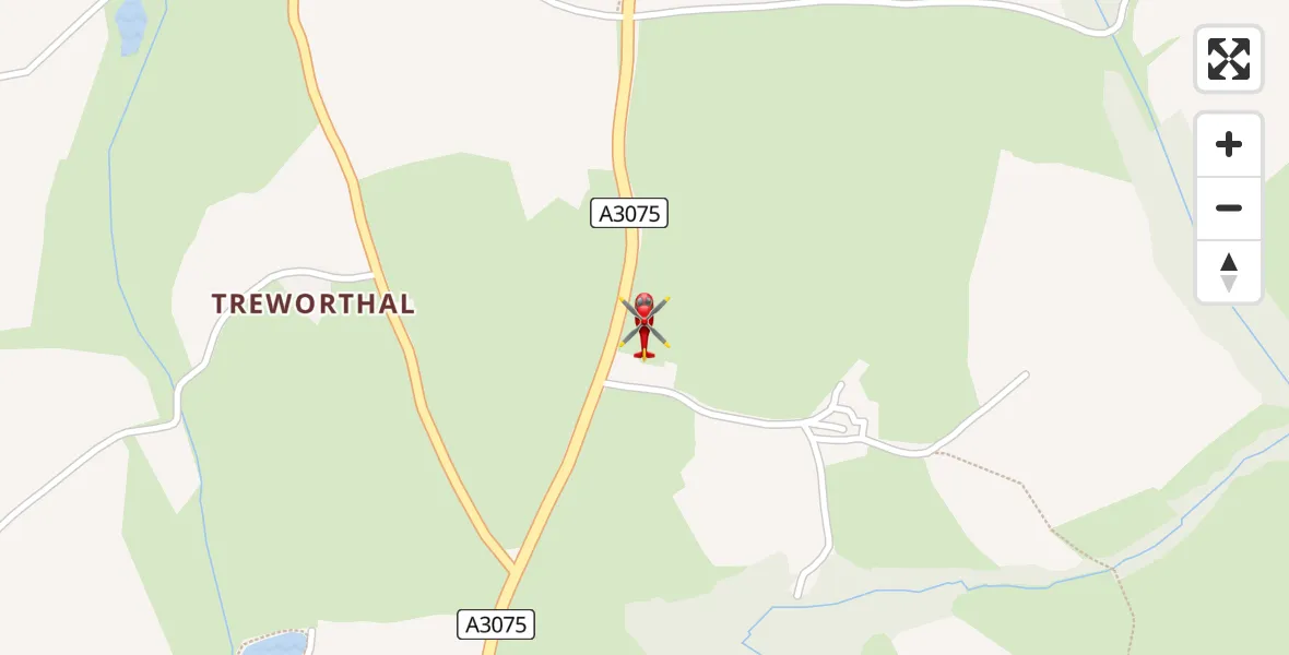 Flight path map showing Air Ambulance Helicopter route from Cubert to Cubert