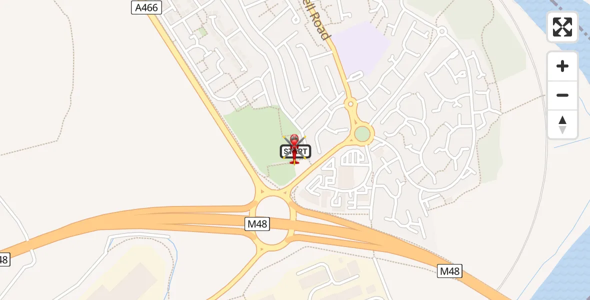 Flight path map showing Air Ambulance Helicopter route from Chepstow to Chepstow