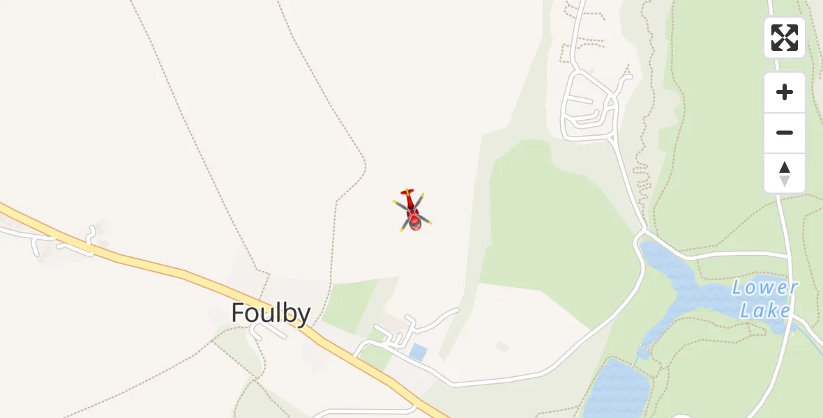 Flight path map showing Air Ambulance Helicopter route from YAA Nostell Helicopter Port to YAA Nostell Helicopter Port