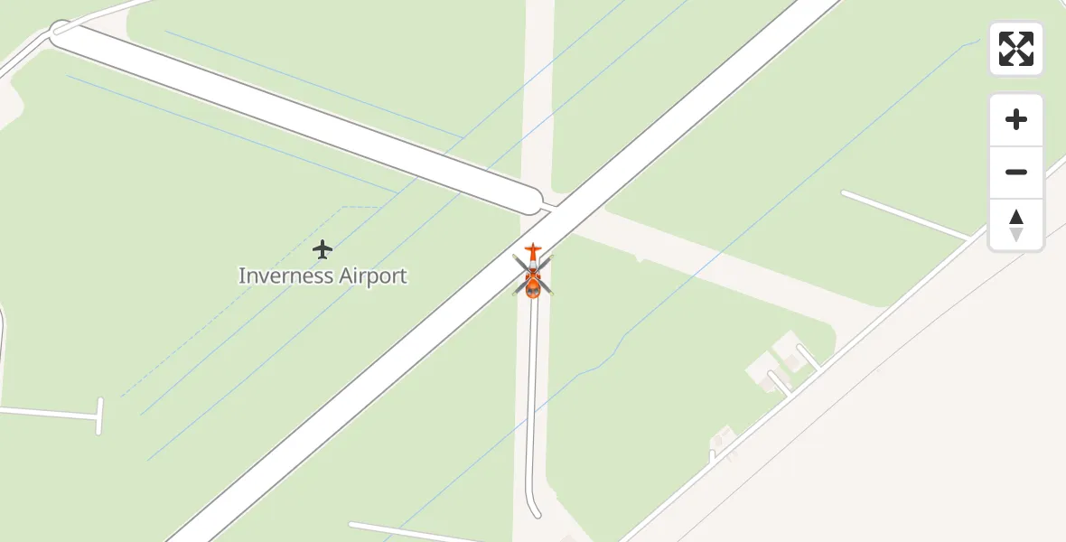 Flight path map showing Coastguard Helicopter route from Inverness Airport to Inverness Airport